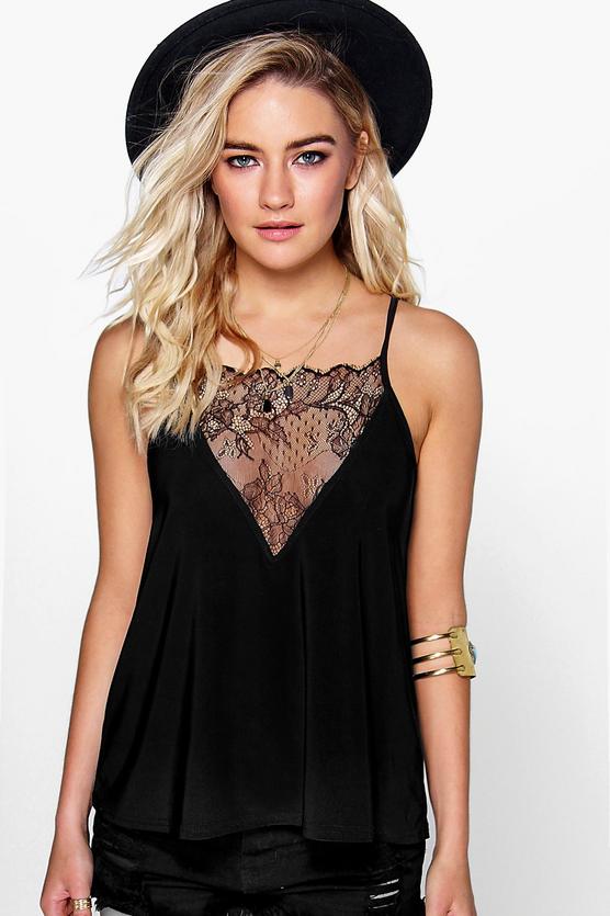 Taylor Lace Panel Slinky Strappy Cami